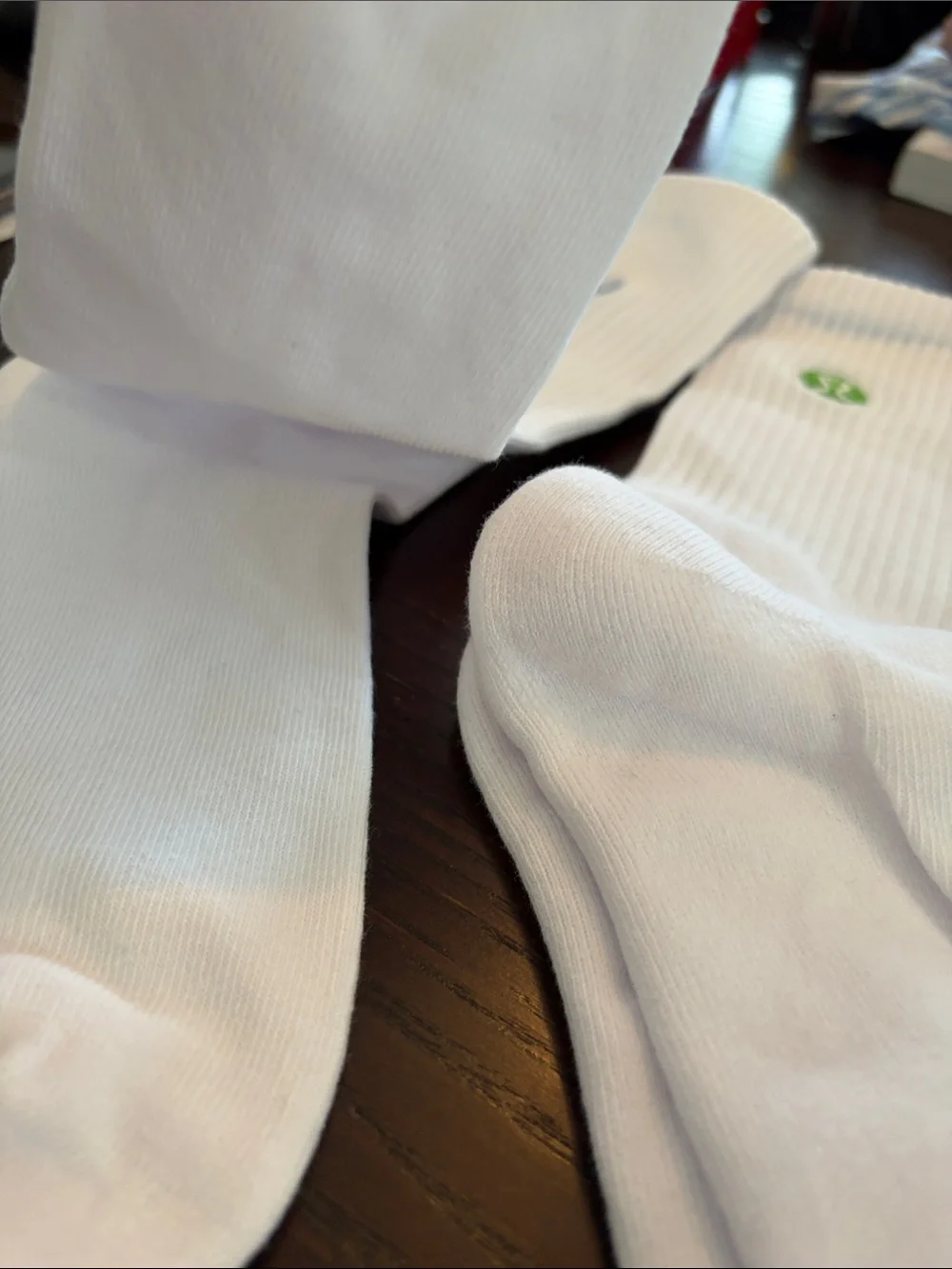 NWOT lululemonathletica White Crew Socks with Blue and Green Logo 2  - Pair